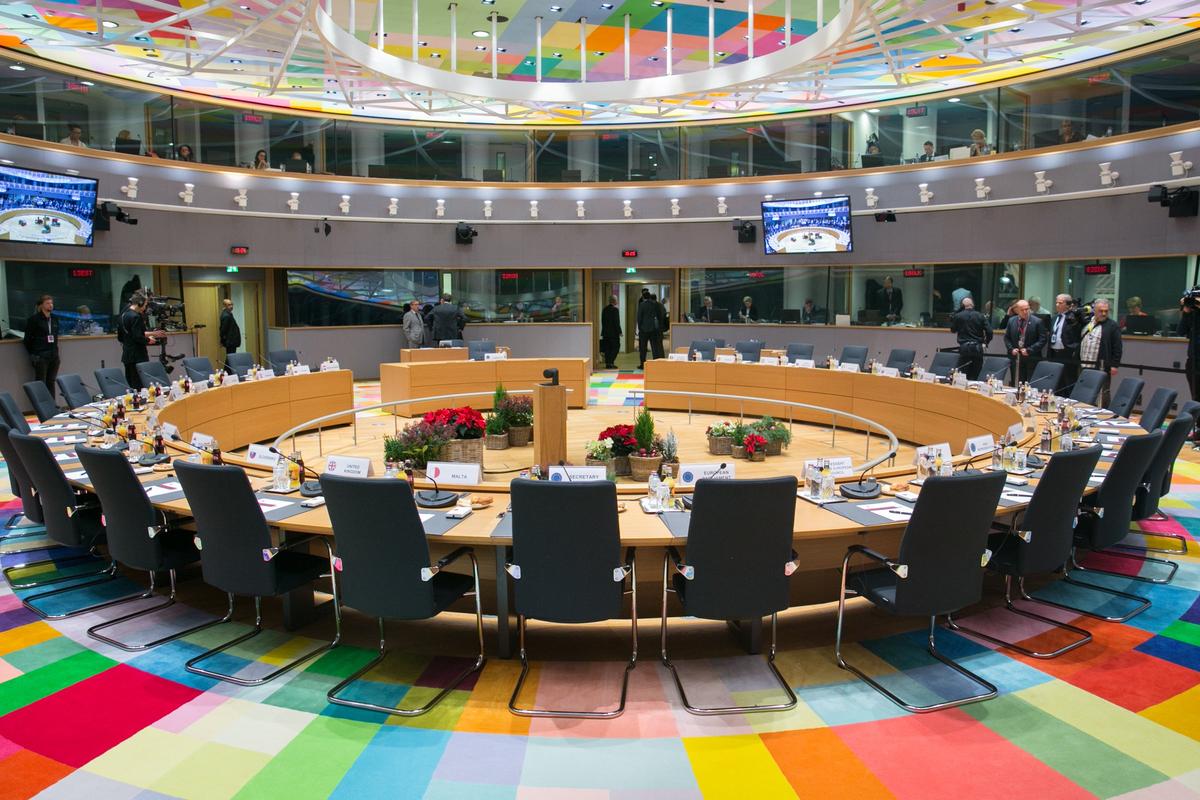 Зал заседаний Европейского совета. Фото:  Wikimedia Commons , CC BY 2.0