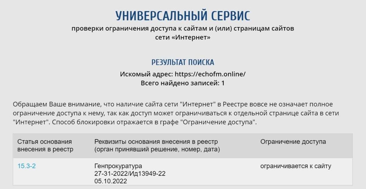 Скрин: реестр Роскомнадзора