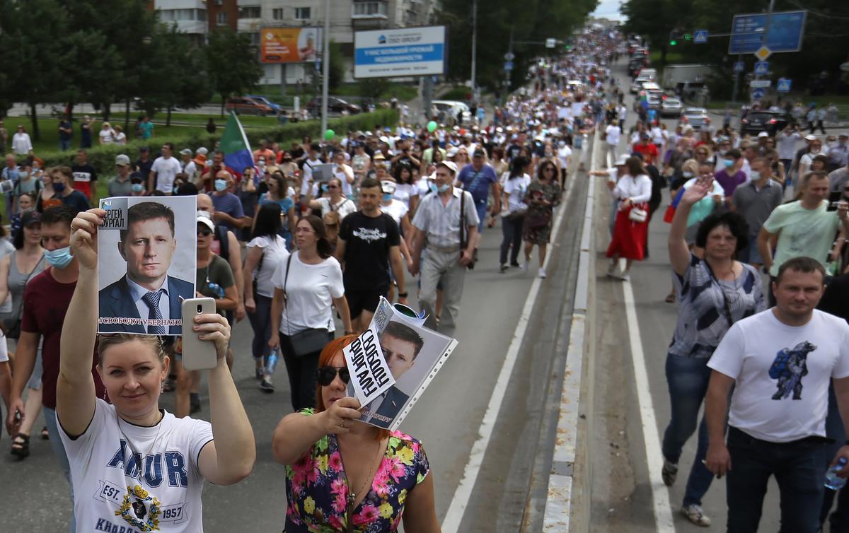 Акция в поддержку арестованного Сергея Фургала в Хабаровске, 25 июля 2020 года. Фото: EPA-EFE / ALEKSANDR KOLBIN