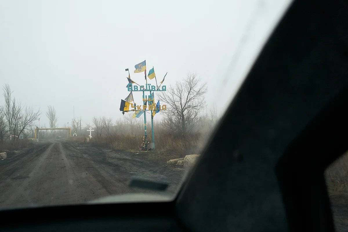 “Avdiivka is Ukraine” reads the now infamous sign at the entrance to the city. Photo: Pierre Crom / Getty Images