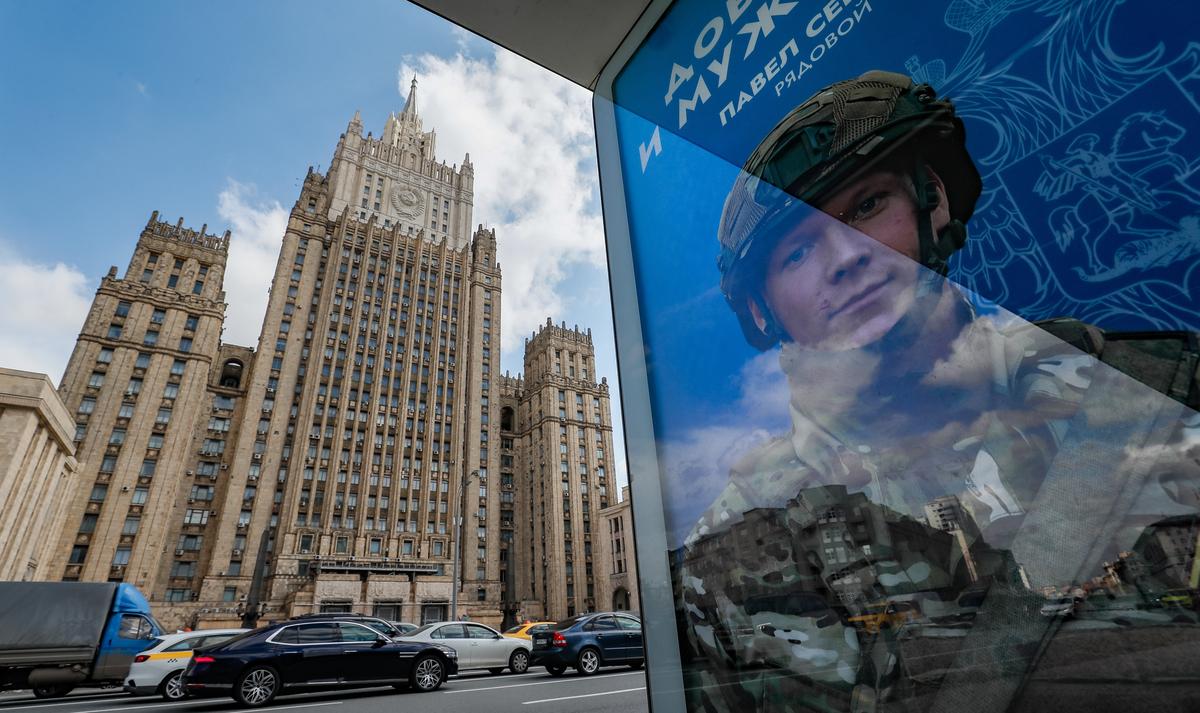 The Russian Foreign Ministry, Moscow, 22 April 2024. Photo: EPA-EFE / YURI KOCHETKOV