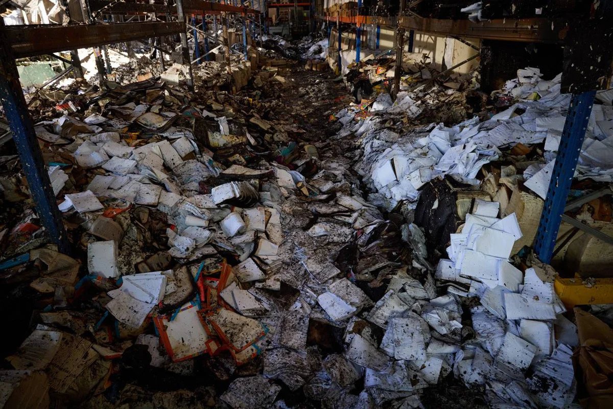 The aftermath of the S-300 attack on the Kharkiv printing press, 24 May 2024. Photo: Office of the President of Ukraine