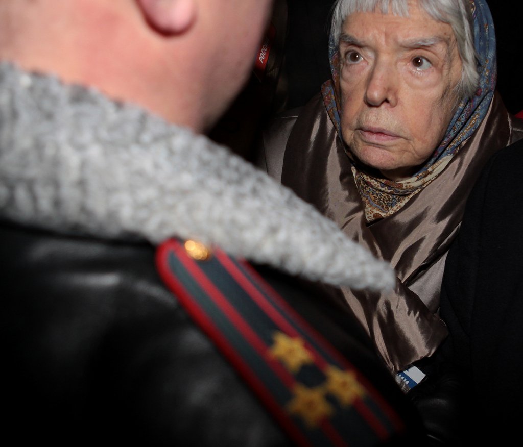 Людмила Алексеева на Триумфальной площади на акции протеста в рамках движения « Стратегия-31 ». 31 января 2010. Фото:  Wikimedia Commons , CC BY-SA 2.0