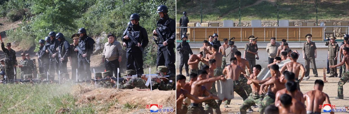 Kim Jong Un inspecting the training base of the special operations unit of the Korean People’s Army (KPA).