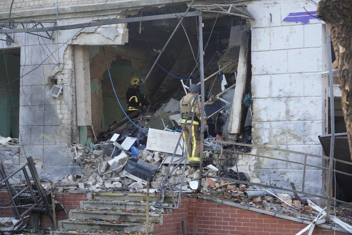 The aftermath of a Russian drone strike on a hospital in Sumy, 28 September 2024. Photo:  Sumy authorities