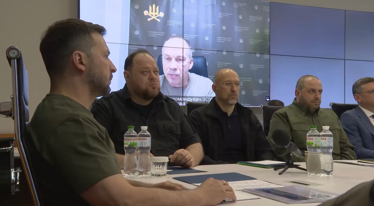 Commander-in-Chief Oleksandr Syrskyi speaking to the Ukrainian military's high command via video link. Screenshot: President Zelensky's official Telegram channel