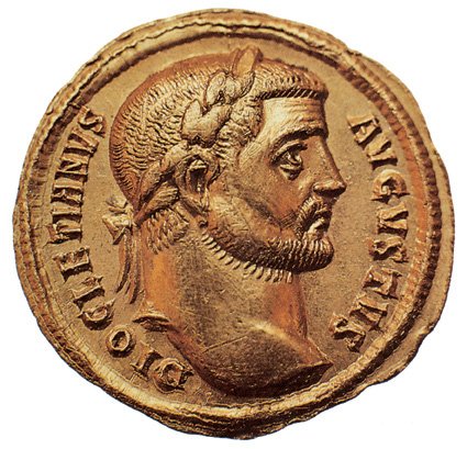 Монета с изображением профиля римского императора Диоклетиана. Фото: <a href="https://commons.wikimedia.org/w/index.php?curid=759486">Wikimedia Commons, by E.coli, GPL