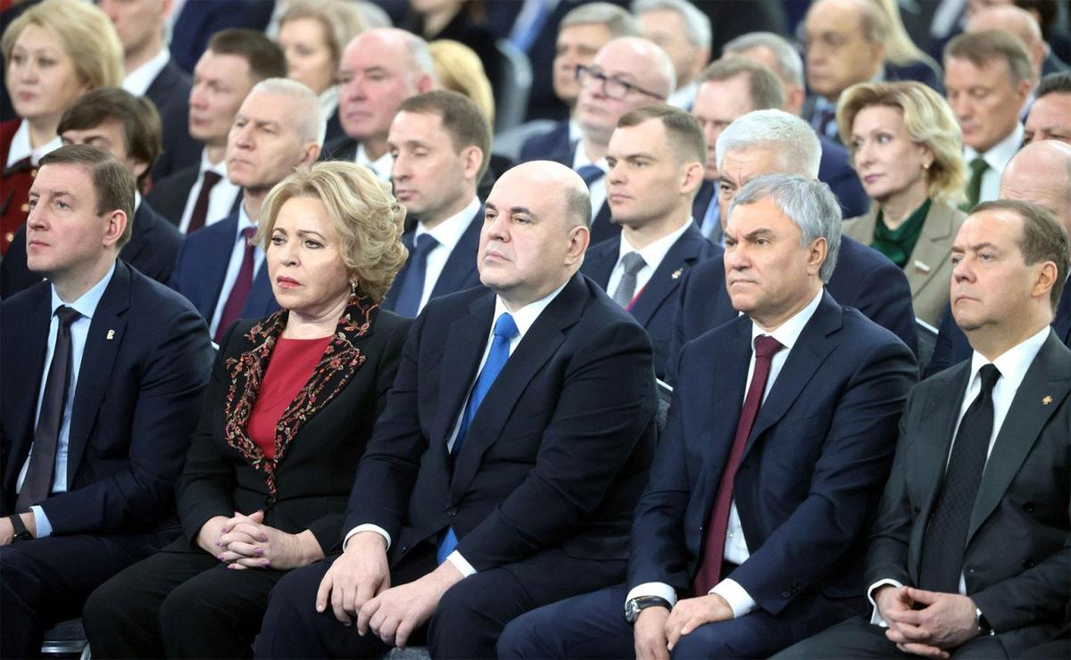 Russian officials listen to Russian President Vladimir Putin's state-of-the-nation address. Photo: kremlin.ru