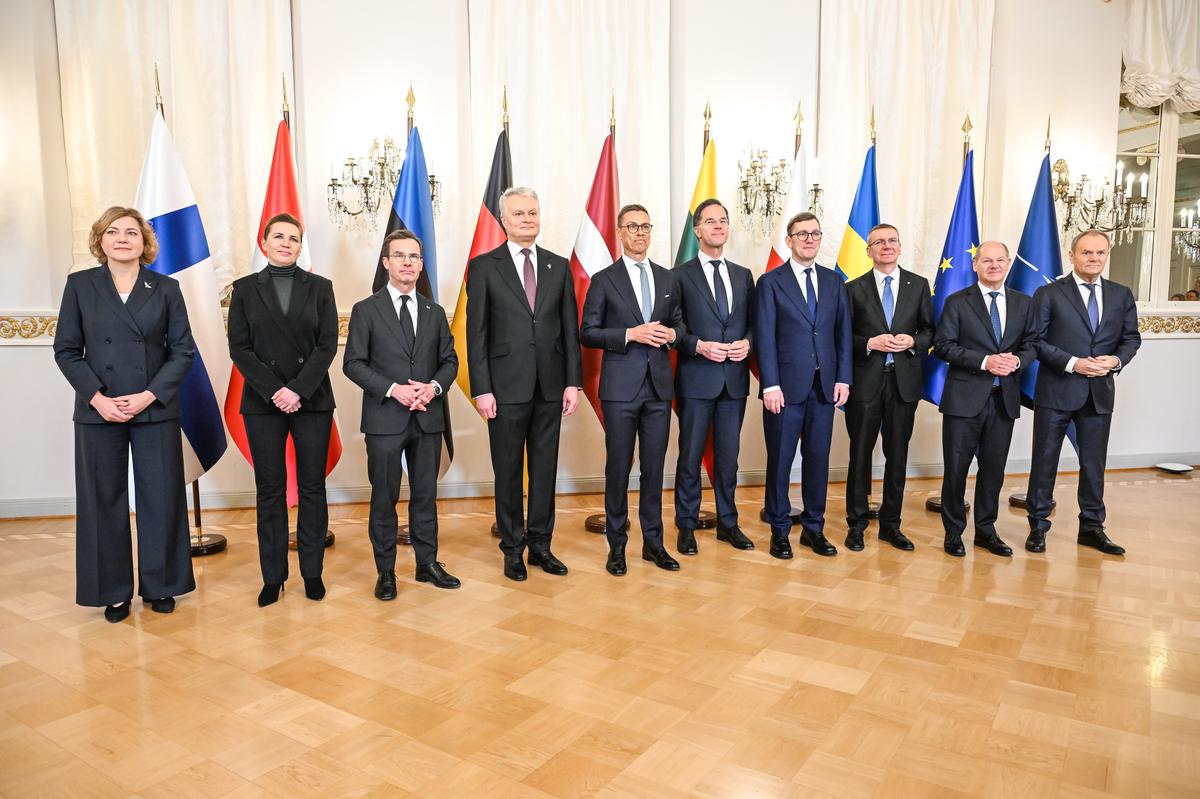 National leaders at the Baltic Sea NATO Allies Summit in Helsinki, Finland, 14 January 2025. Photo: EPA-EFE / KIMMO BRANDT