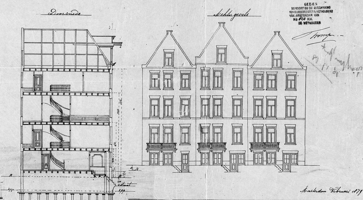 План домов на Vossiusstraat 16-18. Фото:  Stadsarchief Amsterdam