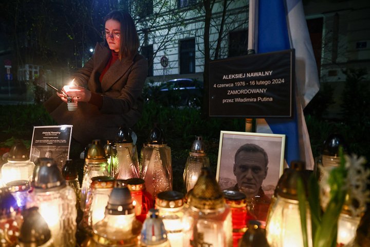 Акция памяти Алексея Навального в Кракове, 1 марта 2024 года. Фото: Beata Zawrzel / NurPhoto / Getty Images
