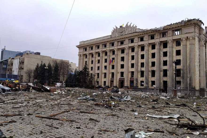Последствия обстрела Харьков 1 марта 2022 года. Фото: телеграм-канал Олега Синегубова
