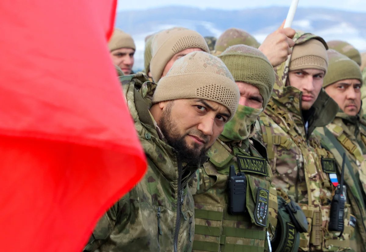 Volunteers who joined the Russian armed forces and did military training in Chechnya at Grozny airport, 17 January 2024. Photo: Chingiz Kondarov / Reuters / Scanpix / LETA