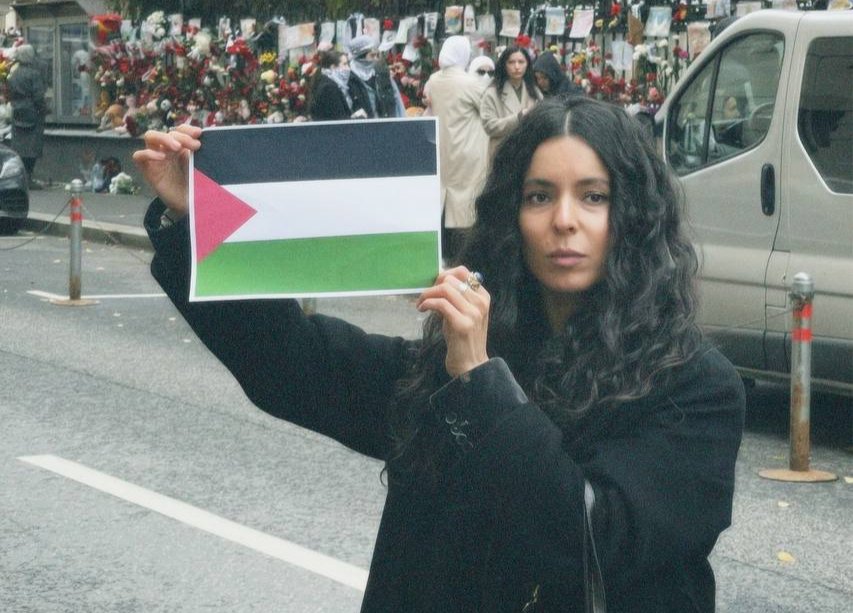 Фатима Абдулкарим на акции у посольства Палестины в Москве. Фото предоставлено Фатимой Абдулкарим