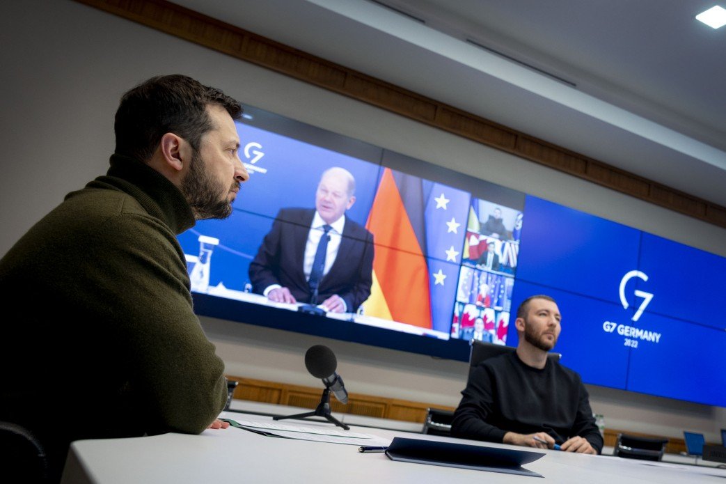 Владимир Зеленский во время выступления на саммите G7. Фото: сайт президента Украины