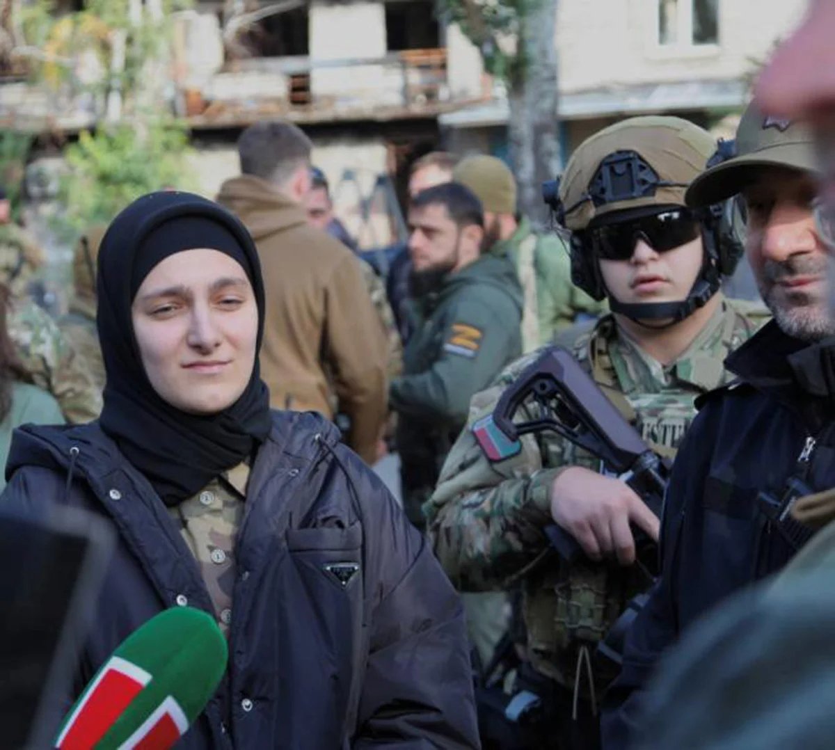 Aishat Kadyrova in Mariupol. Photo: Grozny-Inform News Agency