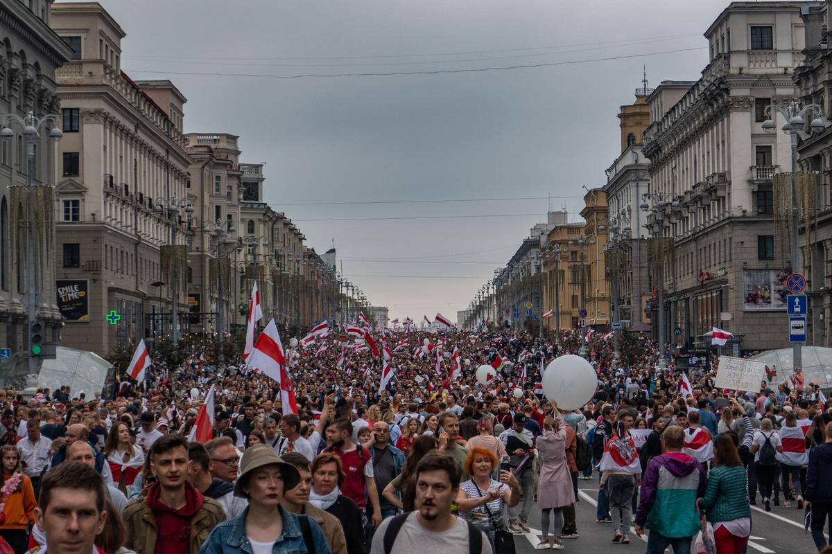 Протестный митинг против Лукашенко 23 августа 2020 года. Минск, Беларусь. Фото:  Wikimedia Commons , Homoatrox, CC BY-SA 3.0