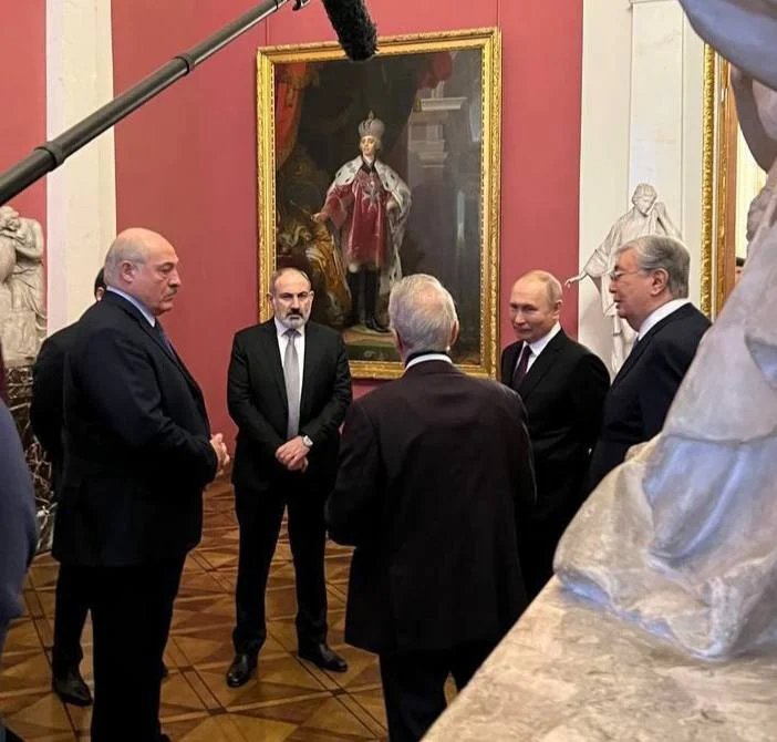 Leaders of Belarus, Armenia, Russia, and Kazakhstan (left to right) at the informal CIS summit in St. Petersburg. Photo:  Pul Pervovo Telegram channel.