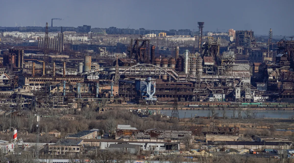 A view of the Azovstal steel factory in Mariupol, Donetsk region, Ukraine, 16 February 2025. Photo: EPA / STRINGER