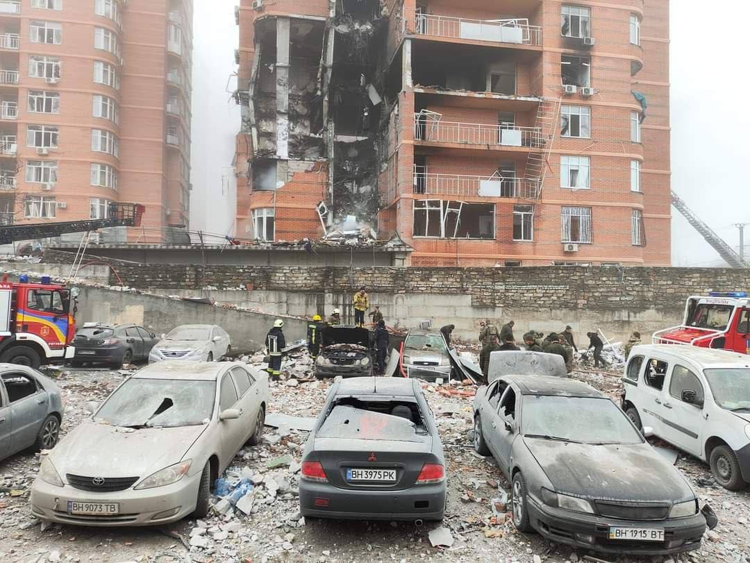 The aftermath of the attack on Odesa. Photo: Ukrainian Interior Ministry