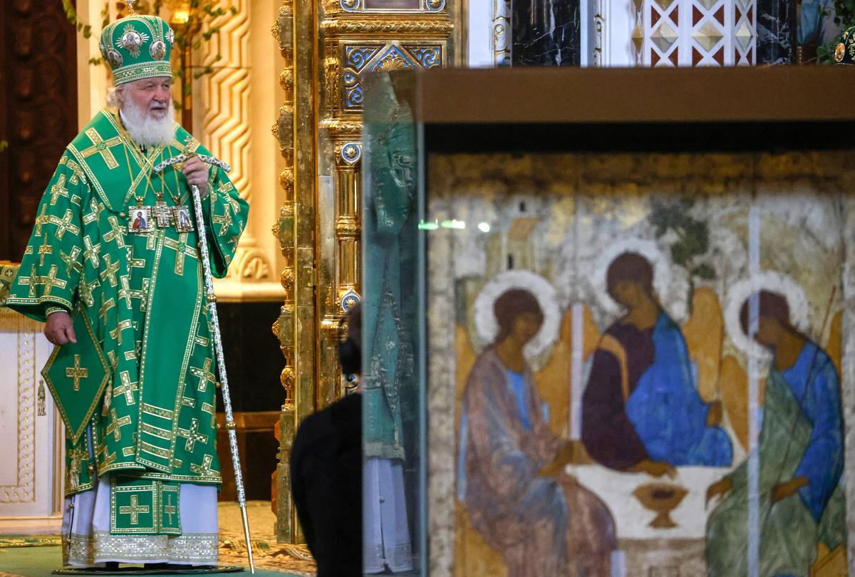 Patriarch Kirill in Moscow’s Cathedral of Christ the Saviour in June. Photo: EPA-EFE / SERGEI ILNITSKY