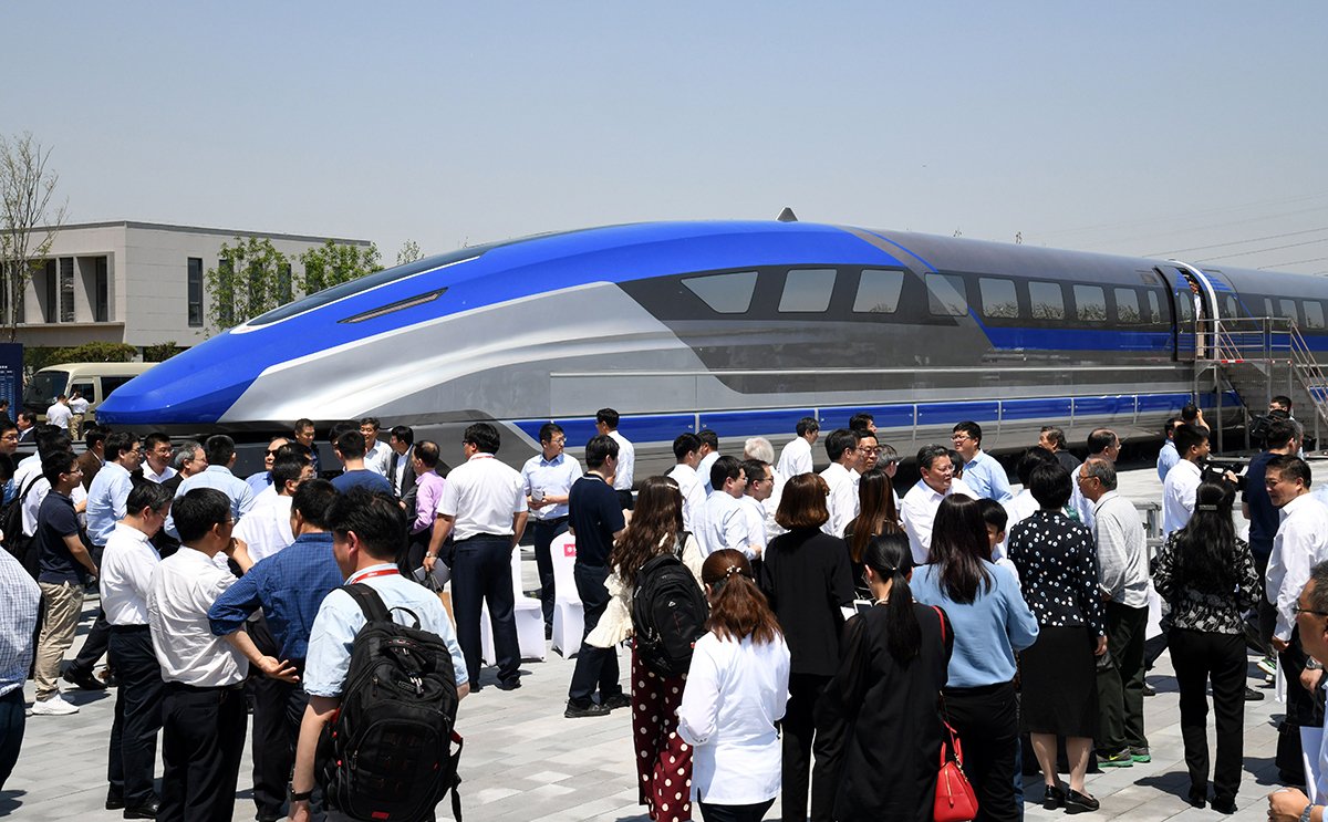 Испытательный образец высокоскоростного поезда на магнитной подвеске в Циндао, восточнокитайская провинция Шаньдун, Китай, 23 мая 2019 года. Фото: Scanpix / LETA