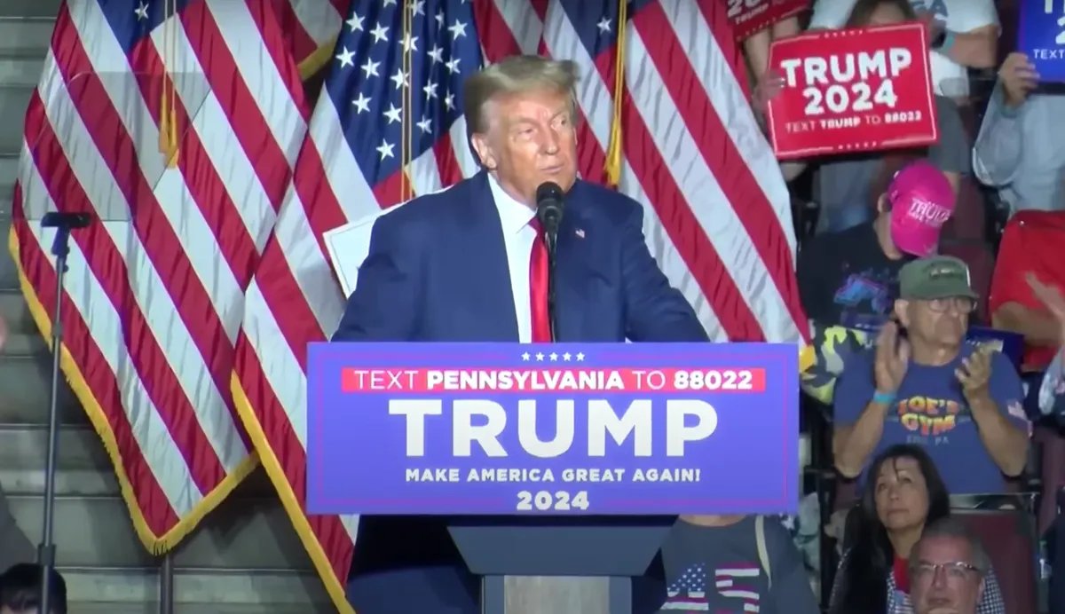 Trump speaking at a rally in Pennsylvania. Photo:  YouTube screenshot