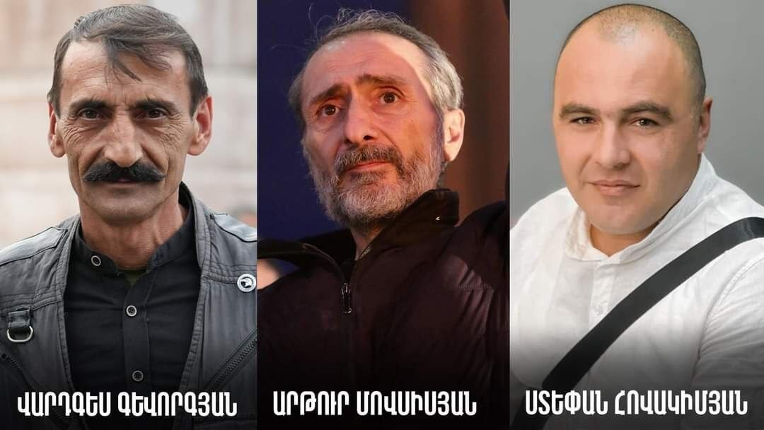 Участники нападения на участок: (слева направо) Вардгес Геворкян, Артур Мовсисян, Степан Овакимян. Коллаж: НДП