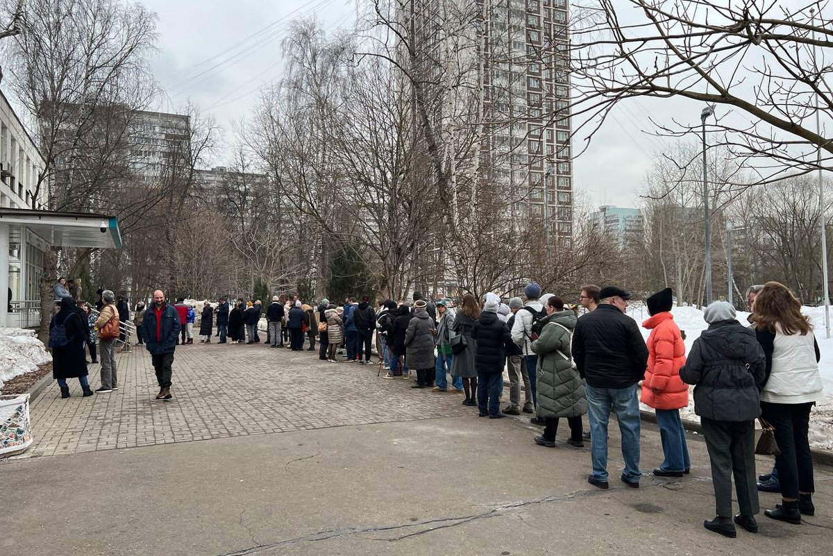 Очередь на избирательный участок в Москве, 17 марта 2024 года. Фото: Команда Навального / X (Twitter)