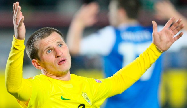 Ukrainian footballer Oleksandr Aliyev playing for Anzhi Makhachkala in 2014. Photo: Dmitry Sadovnikov