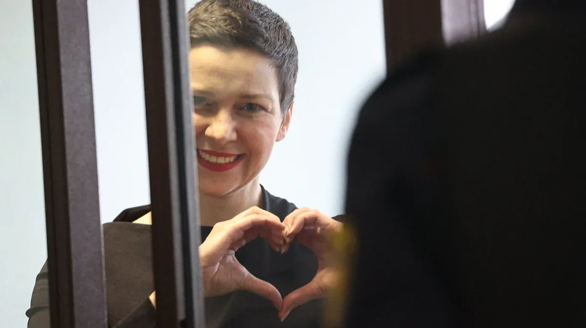 Maria Kalesnikava on trial in Minsk in August 2021. Photo: Stringer / Anadolu Agency / Abaca Press / ddp images / Vida Press