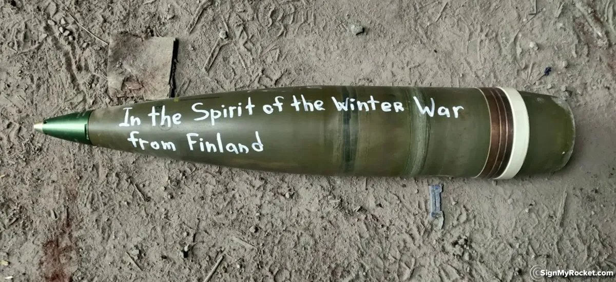 A message on a shell referring to the Soviet-Finnish (Winter) War. Photo:  Signmyrocket