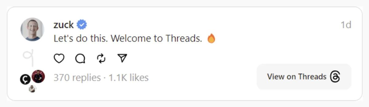 Фото: первый пост Цукерберга