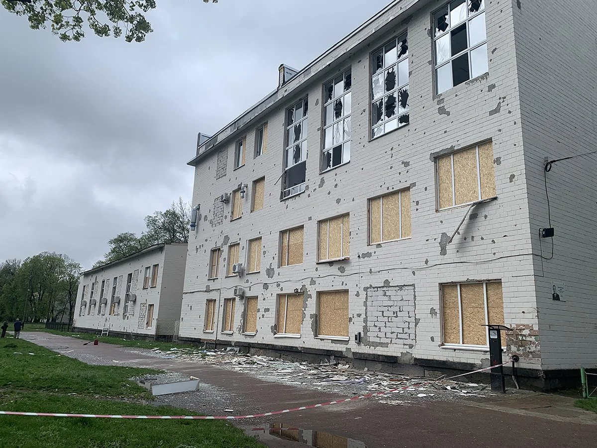 Buildings at the Chernihiv National University of Technology were damaged in the strike. Photo: Olga Musafirova