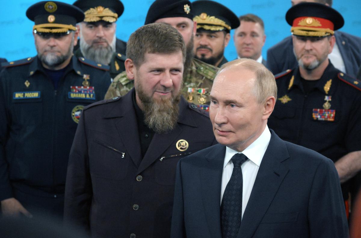 Ramzan Kadyrov and Vladimir Putin visit the Vladimir Putin Russian Special Forces University in Gudermes, Chechnya, 20 August 2024. Photo: EPA-EFE / ALEXEI DANICHEV / SPUTNIK / KREMLIN POOL