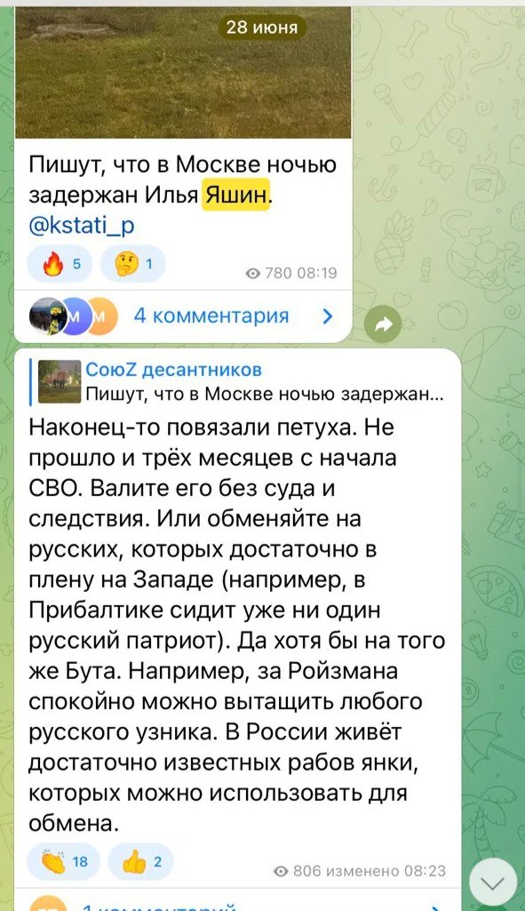 Screenshot from the Telegram Channel SoyuZ desantnikov