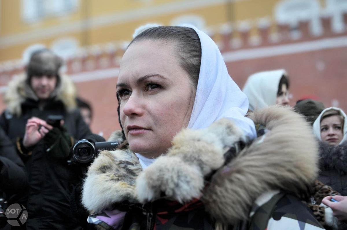 Maria Andreyeva at a demobilisation protest in January. Photo: SOTAvision