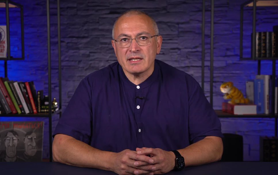 A screenshot from Khodorkovsky’s  video address  on Thursday.