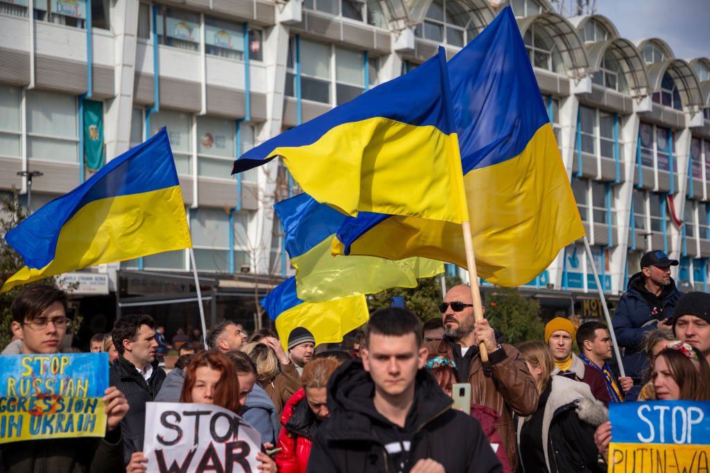 Акция в поддержку Украины в Подгорице, Черногория. Фото: Filip Filipovic / Getty Images