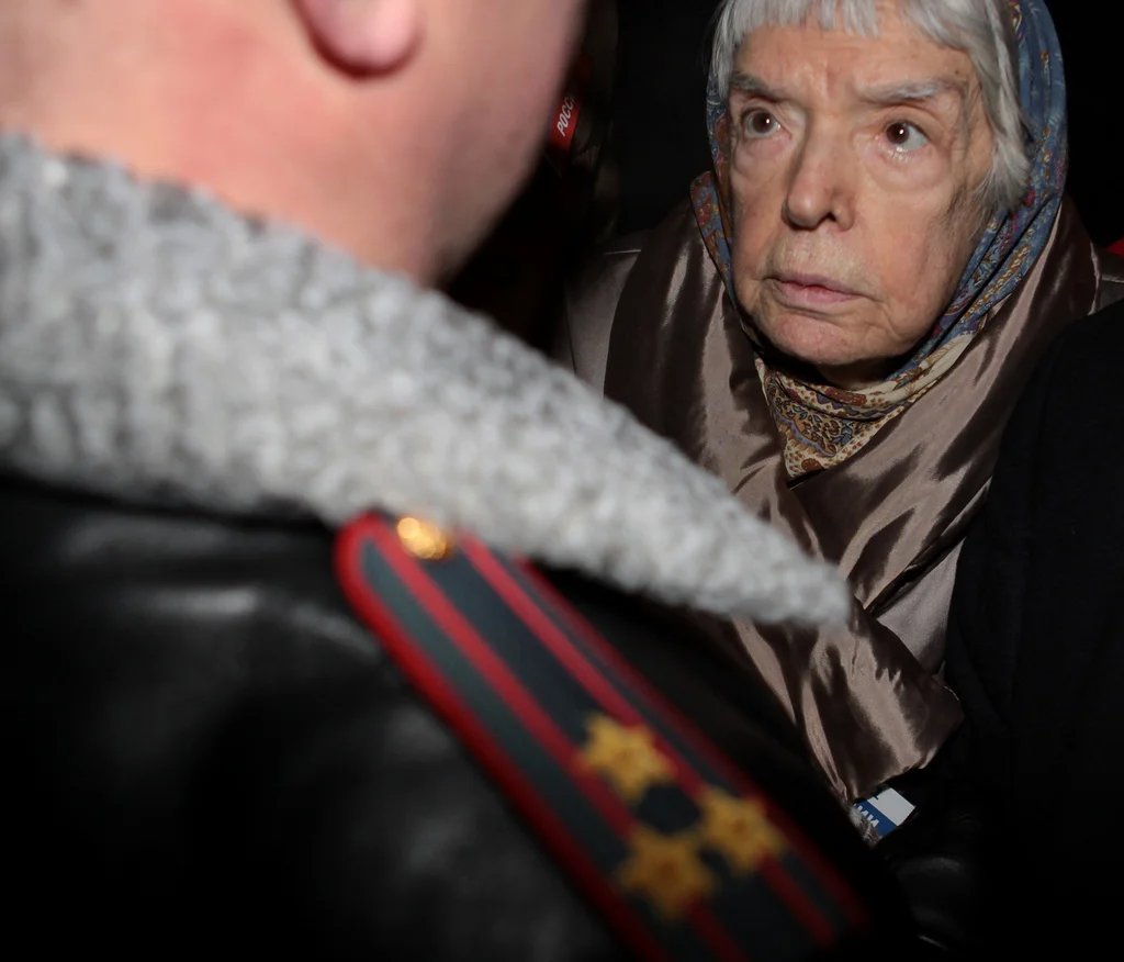 Lyudmila Alexeyeva at Triumfalnaya Square for a  Strategy-31  protest. 31 January 2010. Photo:  Wikimedia Commons , CC BY-SA 2.0