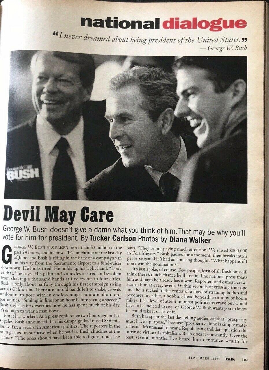 Интервью Такера Карлсона с Джорджем Бушем-младшим в газете The Weekly Standard, сентябрь 1999 года
