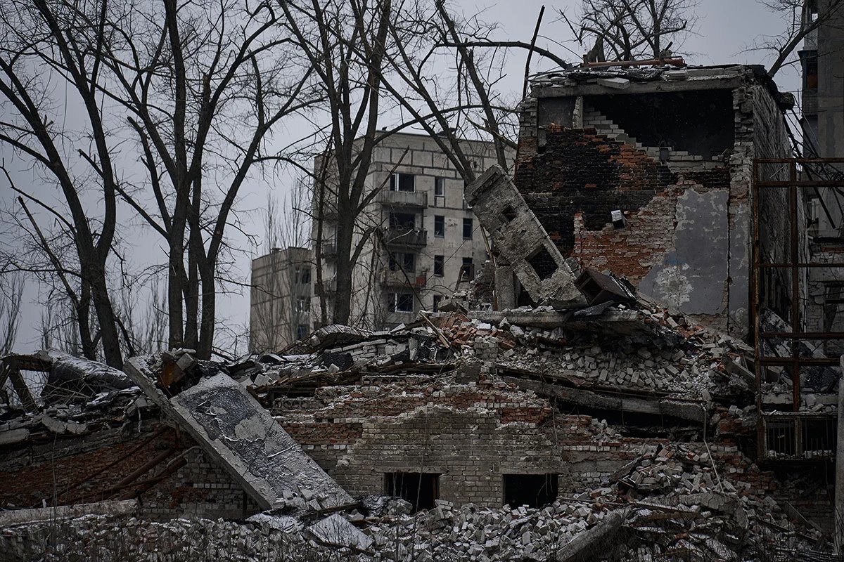 The remains of an apartment block in Avdiivka, December 2023. Photo: Vlada Liberova / Libkos / Getty Images