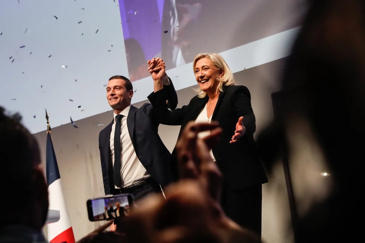 Jordan Bardella and Marine Le Pen. Photo: EPA-EFE / TERESA SUAREZ