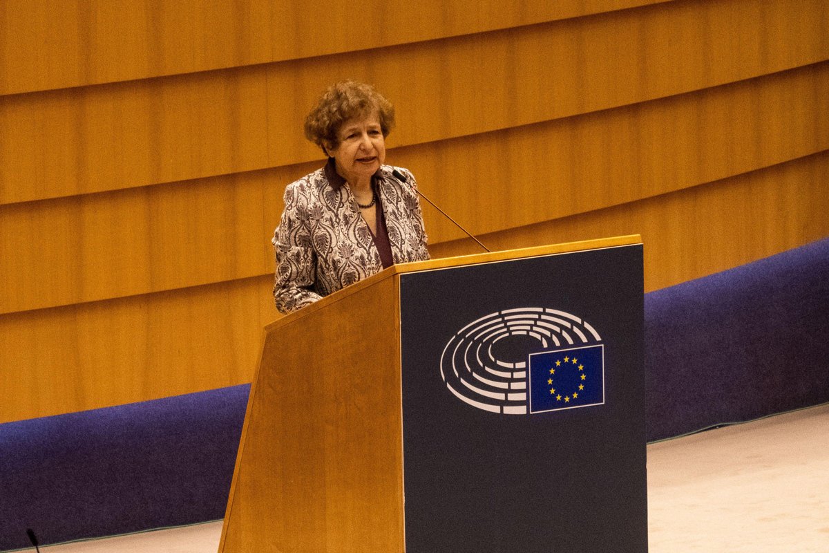 Татьяна Жданок на пленарной сессии Европарламента в Брюсселе, 17 декабря 2020 года. Фото: Martin Bertrand / Alamy / Vida Press
