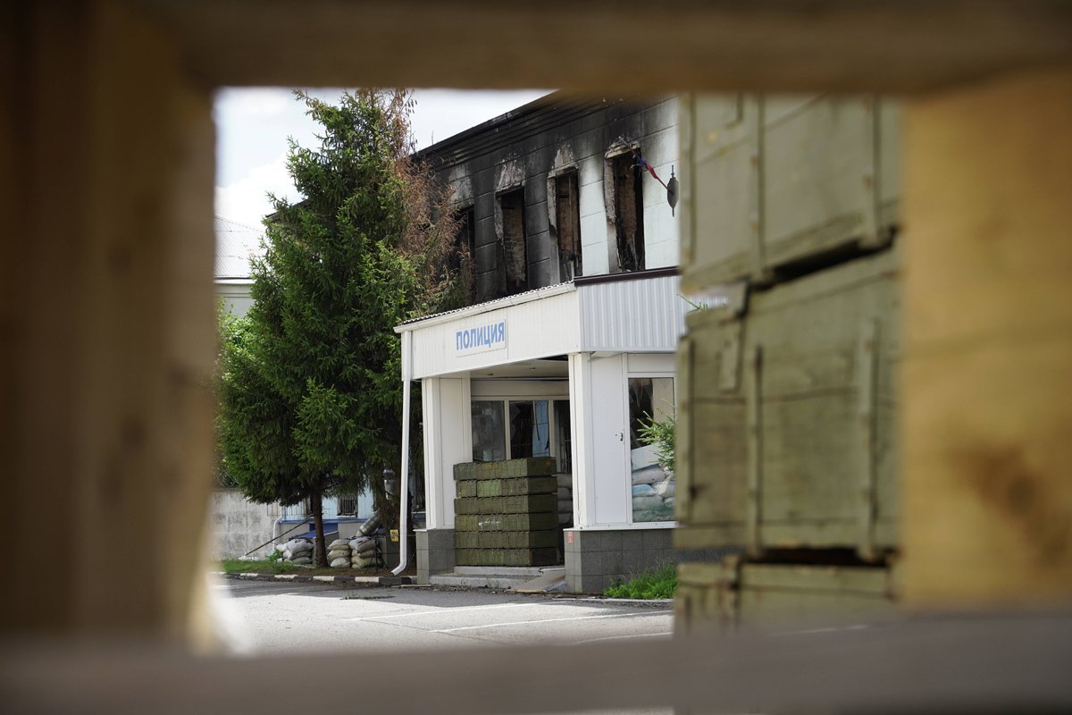 Здание полиции после обстрела в Шебекино, 1 июля 2023 года. Фото: Chine Nouvelle / SIPA / Shutterstock / Rex Features / Vida Press