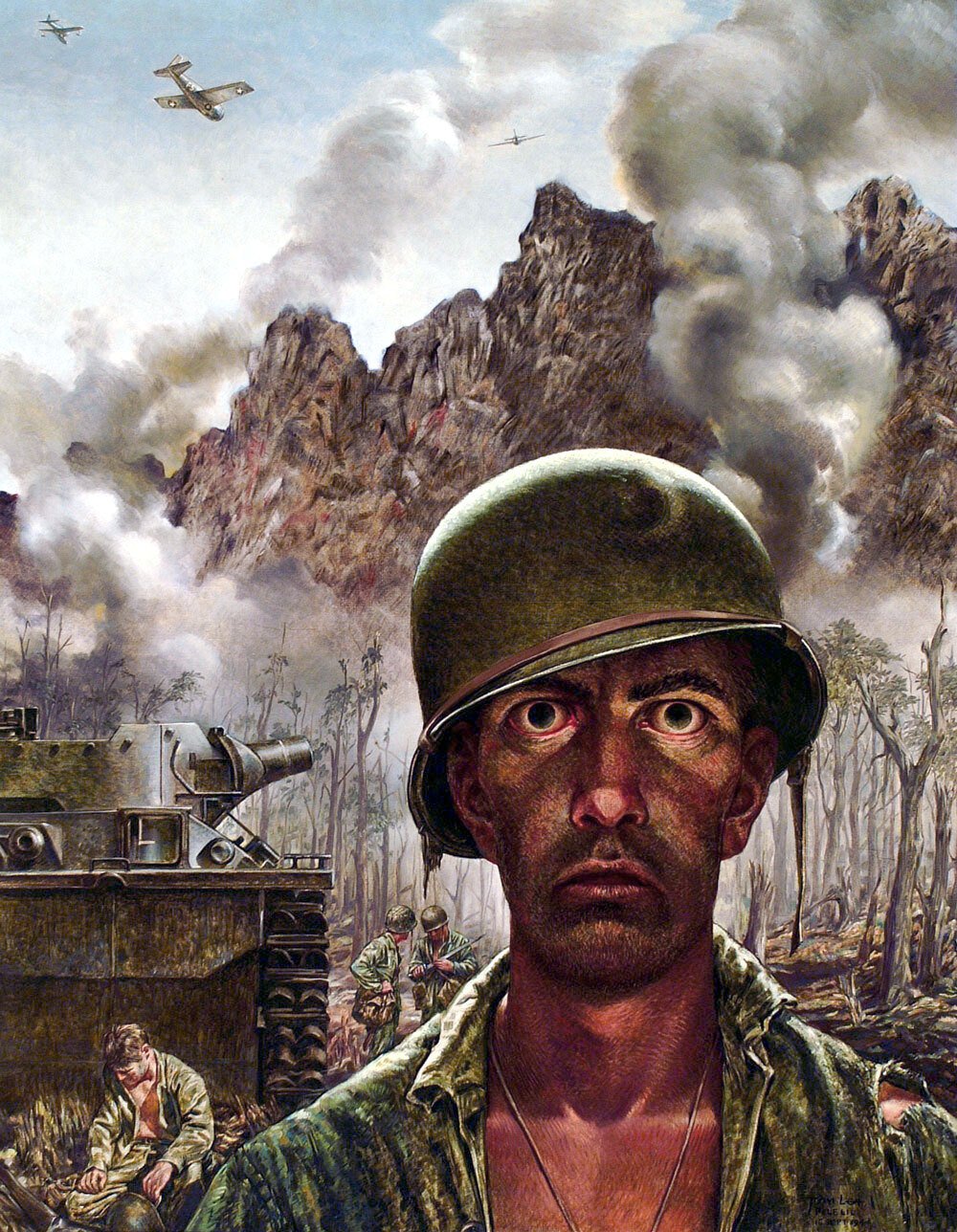 Картина «Взгляд на две тысячи ярдов». Томас Ли, 1944 год. Фото: The Army Art Collection / U.S. Army Center for Military History / Hohum / Wikimedia