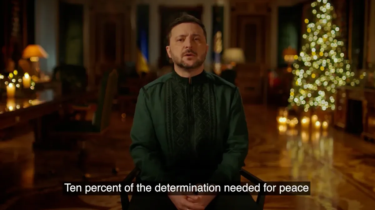 Ukrainian President Volodymyr Zelensky makes his New Year address, 31 December 2025.