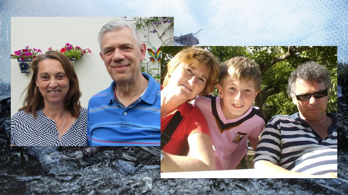 Left: Loes and Robbert van Heijningen. Photo: Yekaterina Glikman. Right: Tina, Zeger and Erik van Heijningen. Collage: Novaya Gazeta Europe / Alyona Zykina, EPA