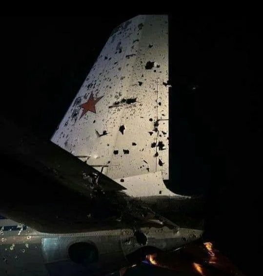 The damaged Il-22 plane. Photo: Fighterbomber / Telegram