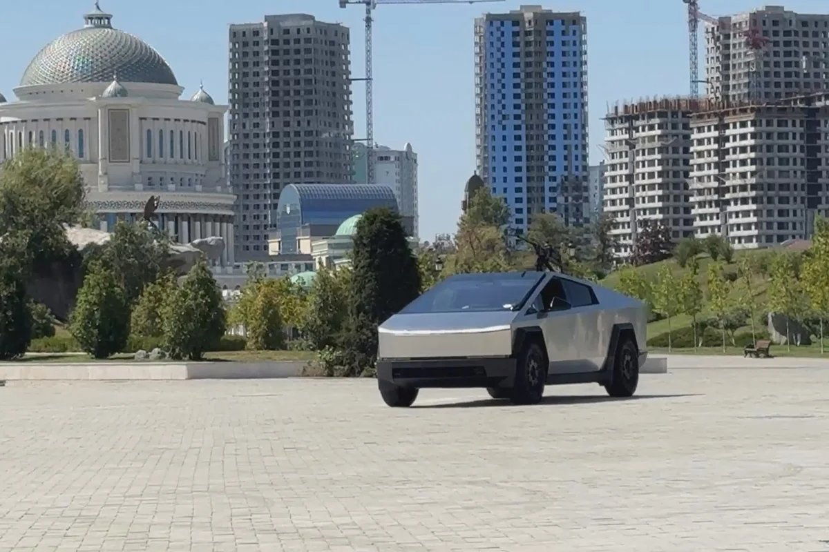 The Tesla Cybertruck in Grozny, Chechnya. Photo: Telegram